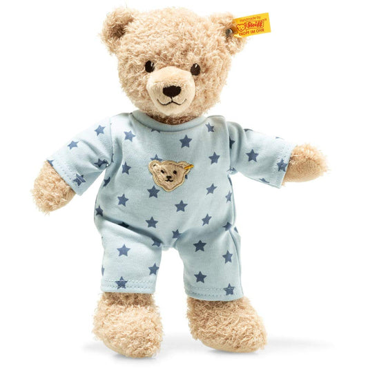 Teddy and Me Teddybär Junge Baby mit Schlafanzug 25 cm, Teddybär mit blauem Schlafanzug, Kuscheltier für Babys, Plüschtier für babysanfte Haut