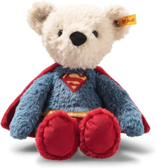 Teddybär Superman 29cm bunt, Kuscheltier Superheld, ideal für Kinder und Fans, Plüsch Bär im Superman Look