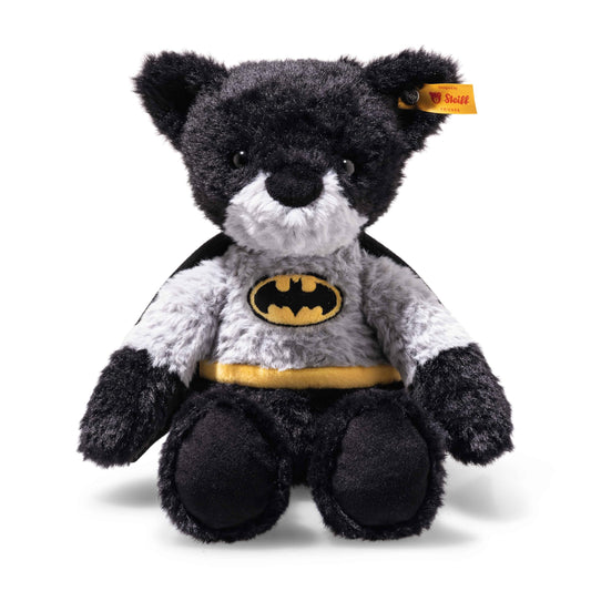 Teddybär Batman 29cm bunt, Kuscheltier Superheld, ideal für Kinder und Fans, Plüsch Bär im Batman Look, aus kuschelweichem Plüsch